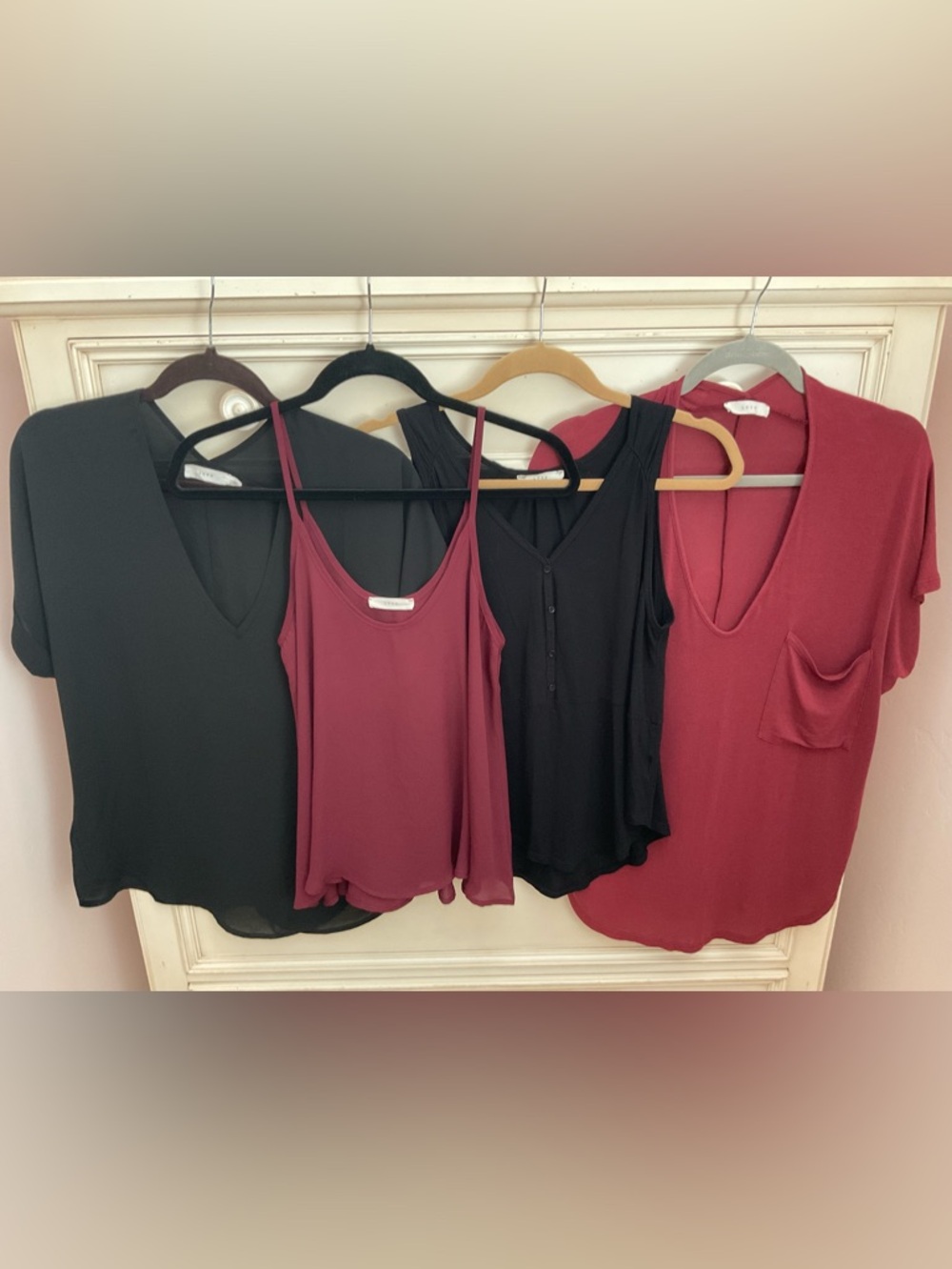 Lush Women's Mixed Camisole & Tee Set - Black and Berry